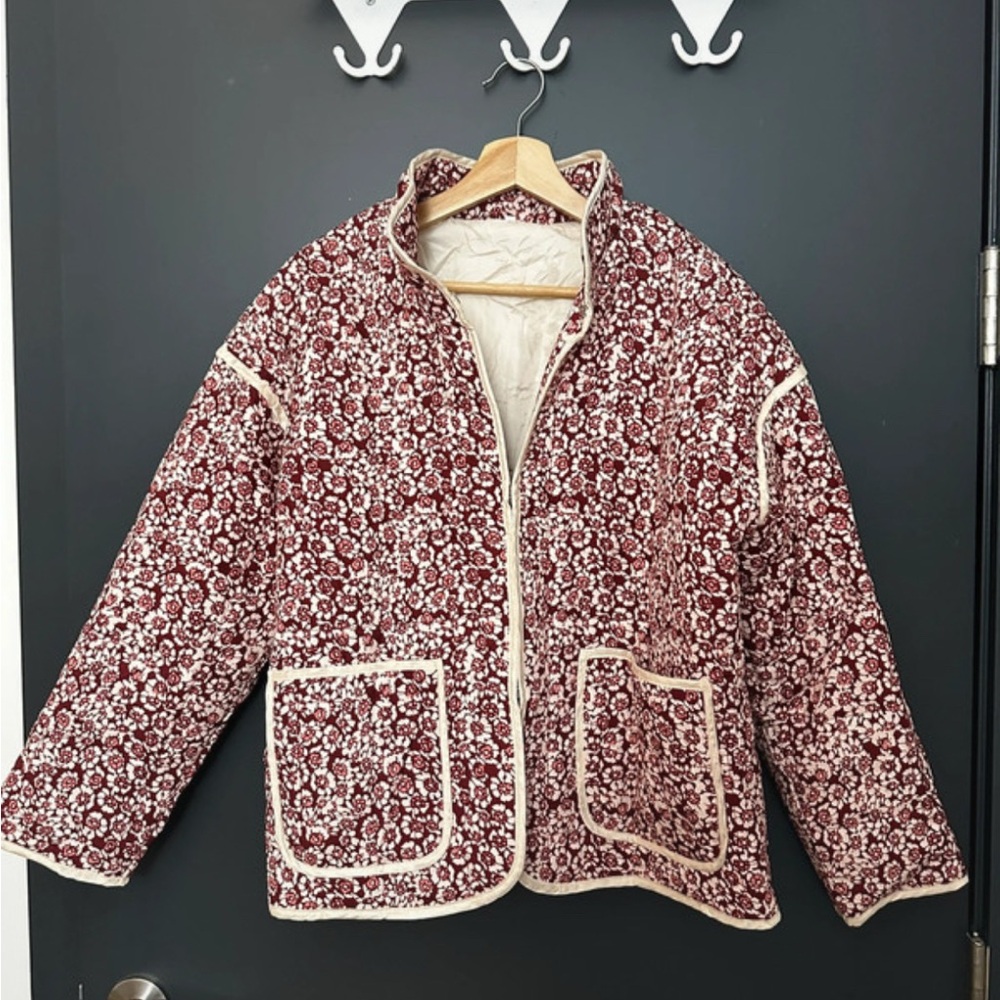 Floral Quilted Jacket with Cream Accents